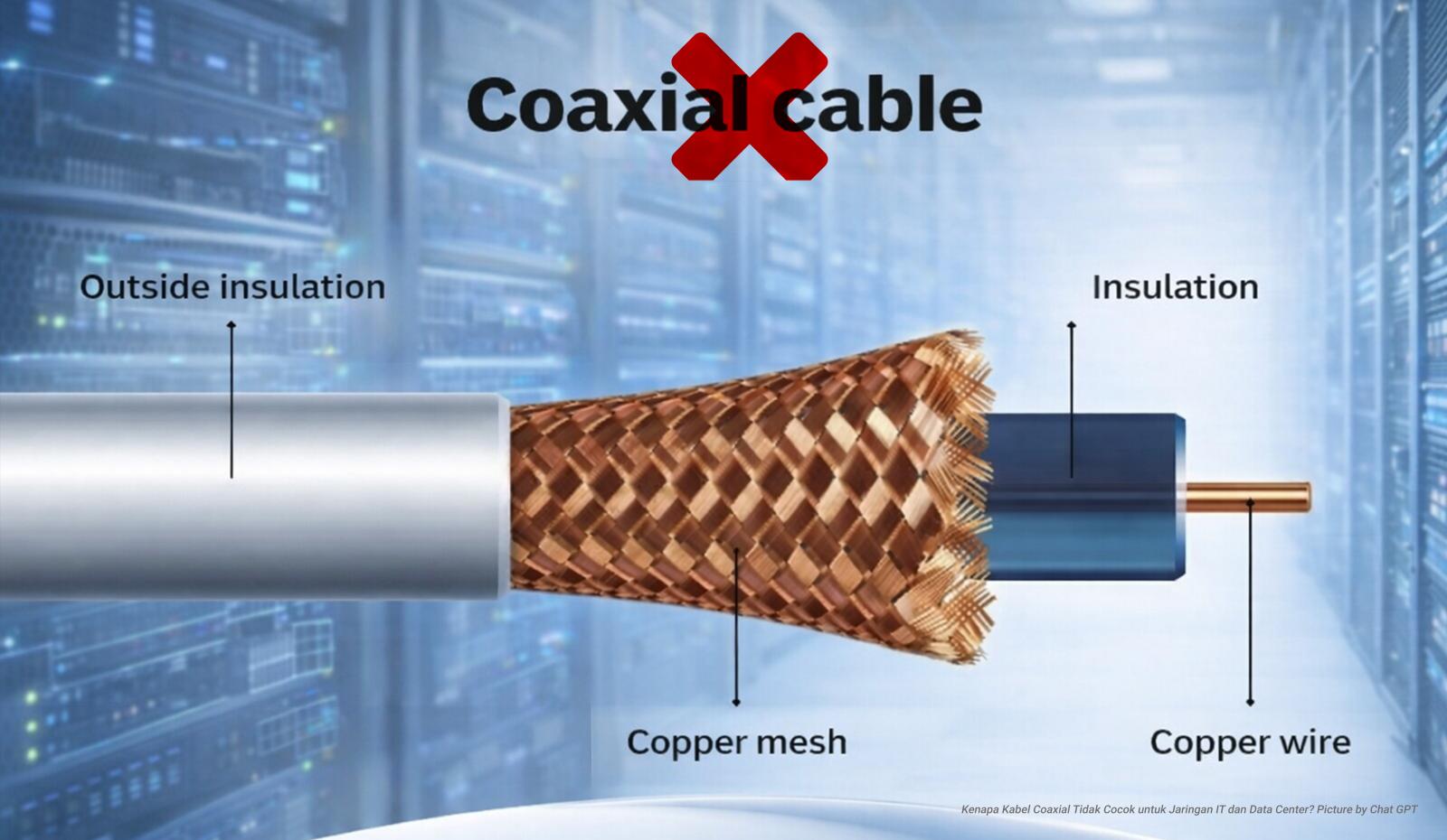 Kenapa Kabel Coaxial Tidak Cocok untuk Jaringan IT dan Data Center?