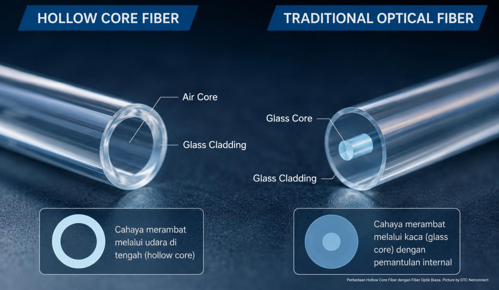 Perbedaan Hollow Core Fiber dengan Fiber Optik Biasa
