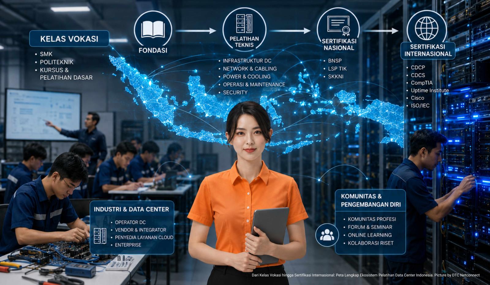 Dari Kelas Vokasi hingga Sertifikasi Internasional: Peta Lengkap Ekosistem Pelatihan Data Center Indonesia